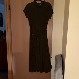 Express Olive Midi Dress with Belt
